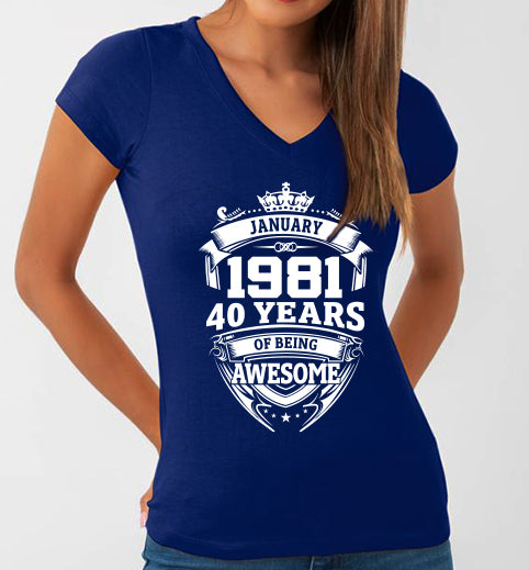 Playera 40 años Enero Cuello en V