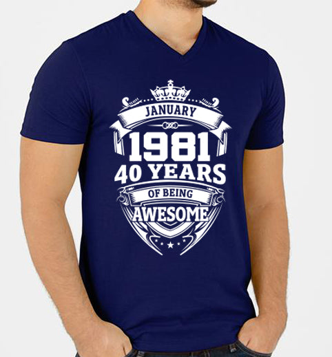 Playera 40 años Enero Cuello en V