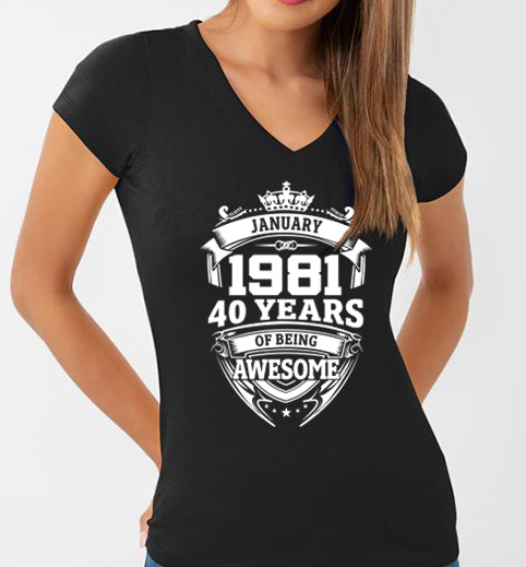 Playera 40 años Enero Cuello en V