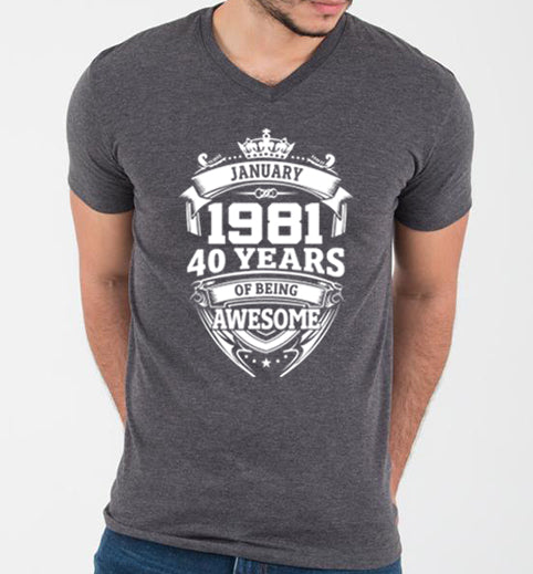 Playera 40 años Enero Cuello en V