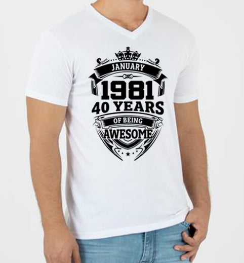 Playera 40 años Enero Cuello en V
